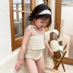 【80-130cm】水着 透かし彫りデザイン ストラップ スイムウェア - 画像 (5)
