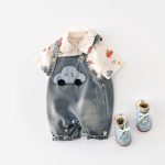 【73-100cm】セットアップ 車柄 デニム サロペット＆シャツ - 画像 (3)