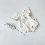 【66-90cm】ロンパース ベビー 女の子 フラワ刺繍 - 画像 (5)