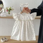 【66-140cm】ロンパース or ワンピース ベビー 女の子 花柄 肩フリル - 画像 (7)