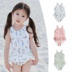 【80-130cm】水着 フリル付き ガールズ マーメイド風 UVカット
