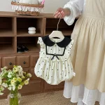 【66-90cm】ロンパース ベビー 丸襟 チェック or ドット柄 - 画像 (8)