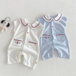 【66-90cm】オールインワン ダブルポケット セーラー 可愛い ベビー服 - 画像 (2)