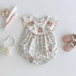 【66-90cm】ロンパース 熊さん 花柄 おしゃれ ベビー服 - 画像 (6)