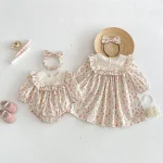 【66-140cm】ロンパース or ワンピース ベビー 女の子 小花柄 - 画像 (4)