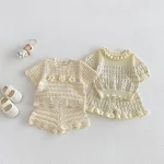 【73-110cm】セットアップ ベビー 女の子フラワー透かし編み - 画像 (5)