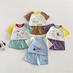 【73-120cm】セットアップ カラーバリ カートゥーン 可愛い ベビー服 - 画像 (2)