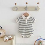 【66-90cm】ロンパース 半袖 ポロ襟 ロゴ入り シンプル 肌触り良い ベビー服 - 画像 (14)