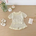 【73-110cm】セットアップ ベビー 女の子フラワー透かし編み - 画像 (4)