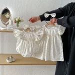 【66-140cm】ロンパース or ワンピース ベビー 女の子 花柄 肩フリル - 画像 (4)