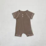【66-90cm】ロンパース ベビー 半袖 前向き ボタン付き - 画像 (5)