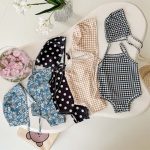 【66-100cm】水着 カラフル 帽子付き 全４色 可愛い