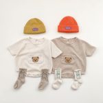 【66-90cm】ロンパース クマ柄 ポケット付き 半袖 ベビー服 - 画像 (6)