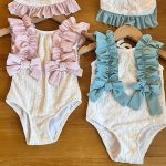 【90-140cm】水着 リボン フリル 可愛い 女の子 スイムウェア