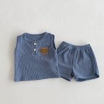 【66-100cm】セットアップ クマ柄 ワッフル ノースリーブ 着心地良い - 画像 (7)