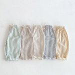 【73-120cm】ロングパンツ ストライプ柄 リネン コットン - 画像 (3)