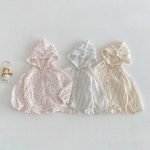 【73-110cm】カーディガン 小花柄 可愛い フード付き - 画像 (3)
