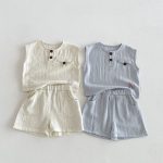 【73-110cm】セットアップ ペット柄 ノースリーブ 着心地良い 子供服 - 画像 (9)