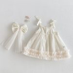 【73-100cm】ワンピース 蝶結び付き シンプル 女の子 おしゃれ - 画像 (2)