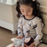 【100-140cm】水着 INS映え 韓国風 フリル リボン柄 - 画像 (6)