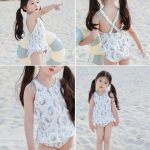 【80-130cm】水着 フリル付き ガールズ マーメイド風 UVカット - 画像 (3)
