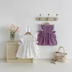 【73-110cm】ベビー 女の子 肩フリル リボン刺繍 ワンピース - 画像 (4)