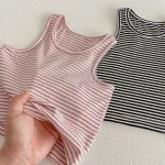 【80-130cm】セットアップ ベビー ボーダー ノースリーブ 着心地抜群 - 画像 (5)