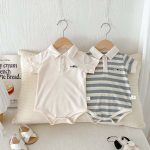 【66-90cm】ロンパース 半袖 ポロ襟 ロゴ入り シンプル 肌触り良い ベビー服 - 画像 (12)