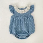 【66-130cm】ロンパース or ワンピース 肩フリル リボン柄 - 画像 (11)