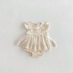 【66-90cm】ロンパース ベビー おしゃれ 肩フリル レース - 画像 (3)
