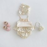 【66-90cm】セットアップ キャミソール＆ブルマ＆帽子 クリーム おしゃれ