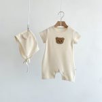 【66-90cm】ロンパース 半袖くま ワッペン ワッフル ベビー服 - 画像 (10)