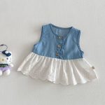 【予約販売】【73-120cm】セットアップ デニム ノースリーブ 着心地良い - 画像 (5)