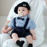 【73-110cm】セットアップ シャツ＆サロペット フォーマル - 画像 (5)