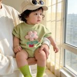 【66-90cm】ロンパース フラワーグリーン 可愛い ベビー服 - 画像 (7)