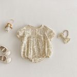 【66-90cm】ロンパース 総柄 半袖 可愛い ベビー服