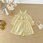 【73-110cm】セットアップ イエロー チェックトップス＆ブルマ - 画像 (10)