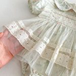 【66-90cm】ロンパース グリーン 花 プリンセス おしゃれ 女の子 - 画像 (14)
