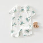 【66-90cm】ロンパース 夏新作 柔らか 総柄 ベビー服 - 画像 (4)