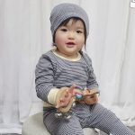 【66-90cm】ロンパース＆レギンス＆帽子 ボーダー 肌触り良い シンプル カラフル ベビー服 - 画像 (12)