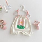 【66-90cm】サロペット フラワー柄 可愛い 赤ちゃん服 - 画像 (4)