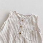 【66-90cm】ロンパース ストライプ ノースリーブ ベビー服 - 画像 (10)