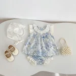 【73-110cm】セットアップ ベビー 女の子 花柄 フリルデザイン - 画像 (2)