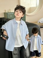 【90-120cm】シャツ 男の子 ストライプ ルーズ ファッション