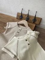 【66-90cm】ロンパース ベビー 半袖 前向き ボタン付き - 画像 (13)