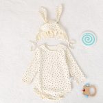 【66-90cm】ロンパース＆帽子 ウサギ 星柄 可愛い 肌触り良い ベビー服 - 画像 (8)