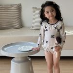 【100-140cm】水着 INS映え 韓国風 フリル リボン柄 - 画像 (5)