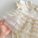 【66-90cm】ロンパース ベビー 女の子 丸襟 レース - 画像 (15)