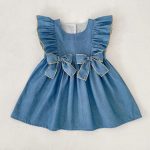 【66-130cm】デニムロンパースorワンピース 姉妹服 ダブル 蝶結び付き - 画像 (10)