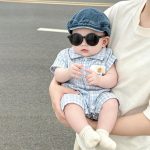 【66-90cm】ロンパース ブルーチェック 半袖 ベビー服 - 画像 (8)